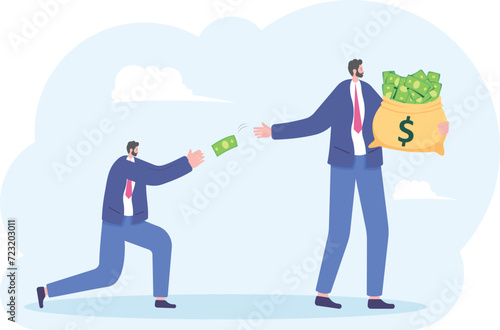 Businessman begging rich man, illustration vector

