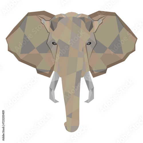 polygonal elephant isolated on white background