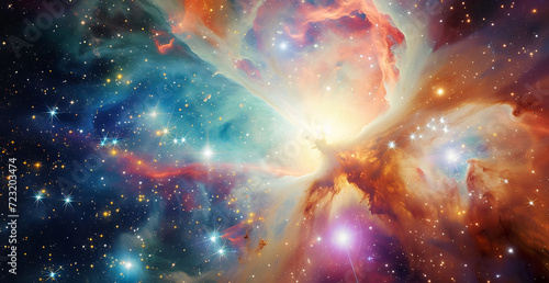an image of the orion nebula in space in