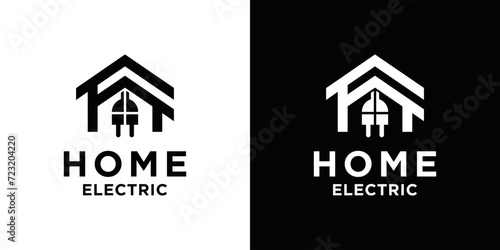 layanan solusi listrik rumah.template logo kelistrikan rumah perumahan. inspirasi ilustrasi templat desain simbol photo