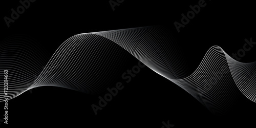 Vector Spiral flowing line art black and white particle, Line art. Vector stock illustration. White wave with lines,Big data, music hud.Vector graphic illustration.