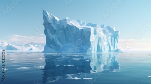 A 3D iceberg floating in a painted arctic ocean