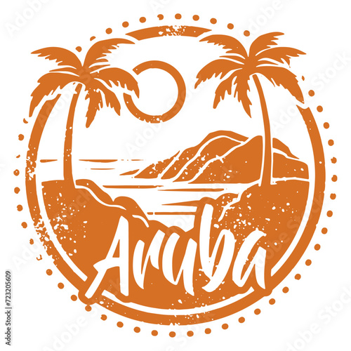 Aruba Vintage Vacation Travel Stamp