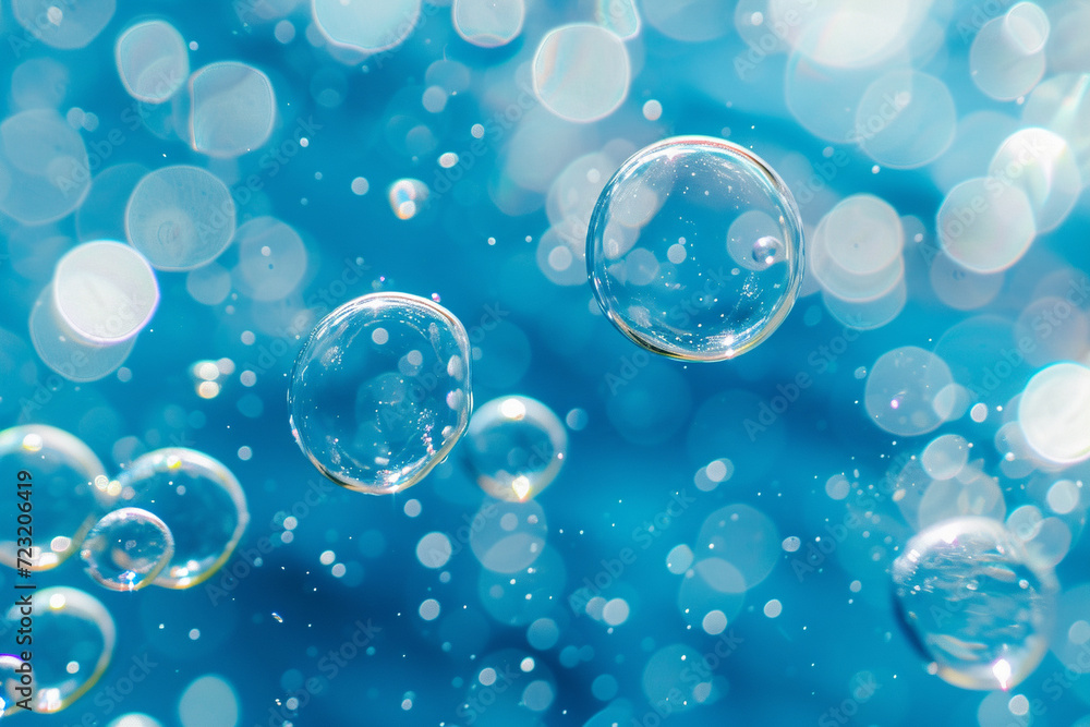 Bubbles in the water. Macro photo with shallow depth of field, Generative Ai