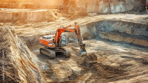 Wallpaper Mural Backhoe on construction site. Meticulous excavation, transforming landscapes with expertise. Torontodigital.ca