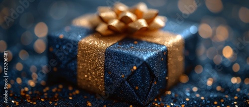 A decadent surprise, the blue and gold wrapped present reveals a delicious chocolate feast waiting to be devoured