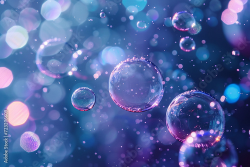 Bubbles in the water. Macro photo with shallow depth of field, Generative Ai