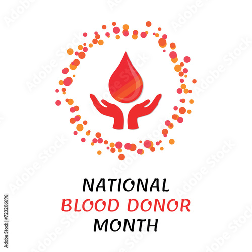 Blood donor day on June 14, national blood donation month, red blood drop, encourage volunteers for charity events, healthcare and medical treatment