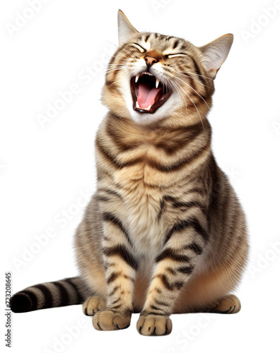 Happy and Cute Cat Laughing, Isolated on Transparent Background PNG