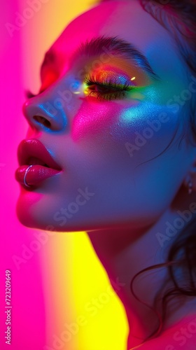 Vibrant Woman With Colorful Makeup and Bold Look