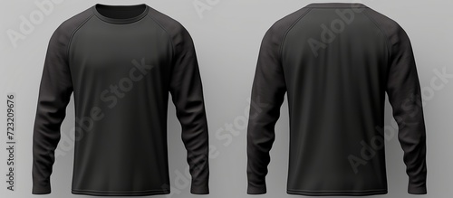 Long sleeve t-shirt for man front, side and back view. photo