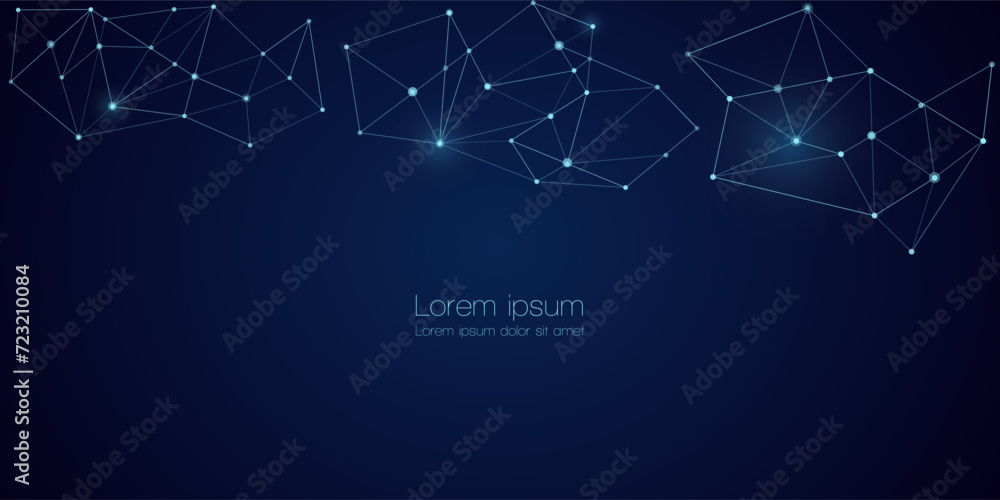 Abstract technology Network nodes, digital connection polygonal shapes, vector background. Science, technology, data structure, connected points, web. - obrazy, fototapety, plakaty 