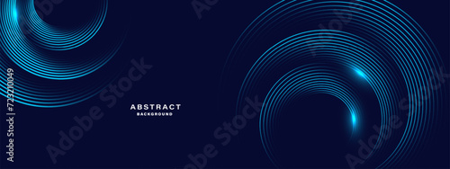 	
Blue abstract background with spiral circle lines, technology futuristic template. Vector illustration.
