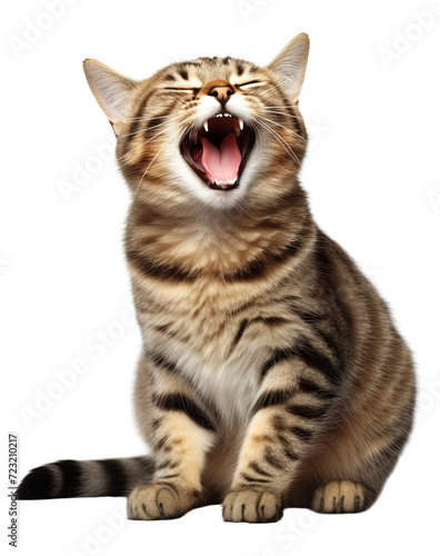 Happy and Cute Cat Laughing, Isolated on Transparent Background PNG

