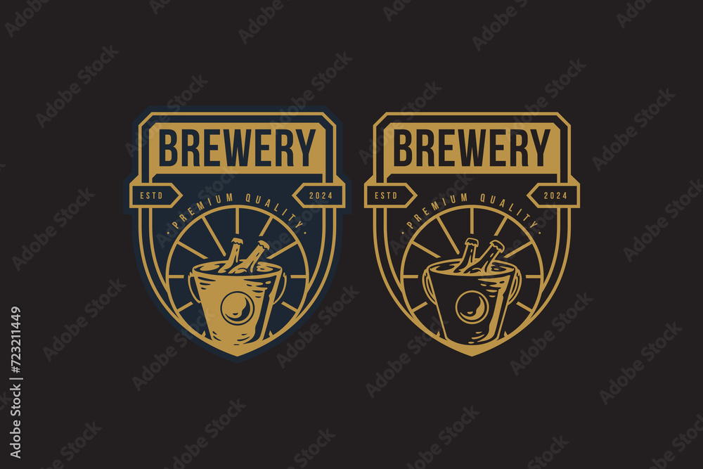 beer bottle and bucket logo design for bar and brewing company label, sign, symbol or brand identity beer bottle and bucket logo design for bar and brewing company label, sign, symbol or brand identity