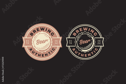 bottle cap logo design for bar and brewing company label, sign, symbol or brand identity