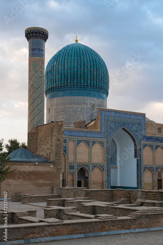At the ancient Gur-Emir mausoleum (Tomb of Tamerlane) on a September cloudy morning, Samarkand