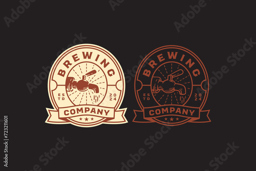 beer tap classic logo design for bar and brewing company label, sign, symbol or brand identity