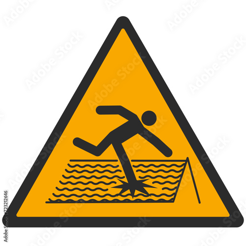 WARNING PICTOGRAM, WARNING; FRAGILE ROOF ISO 7010 - W036, SVG