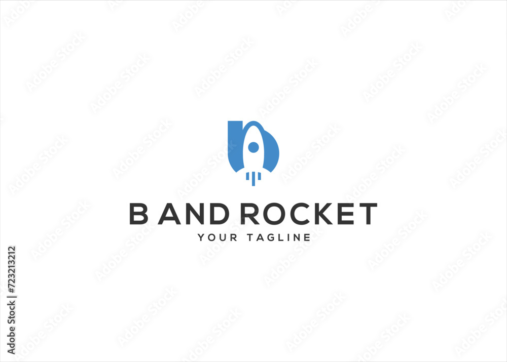 Initial Letter B with Rocket logo design vector illustration