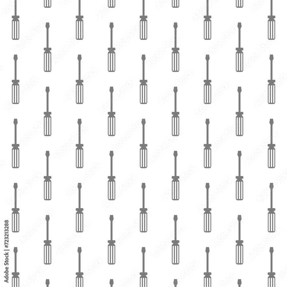 Screwdriver Seamless Pattern isolated on white background