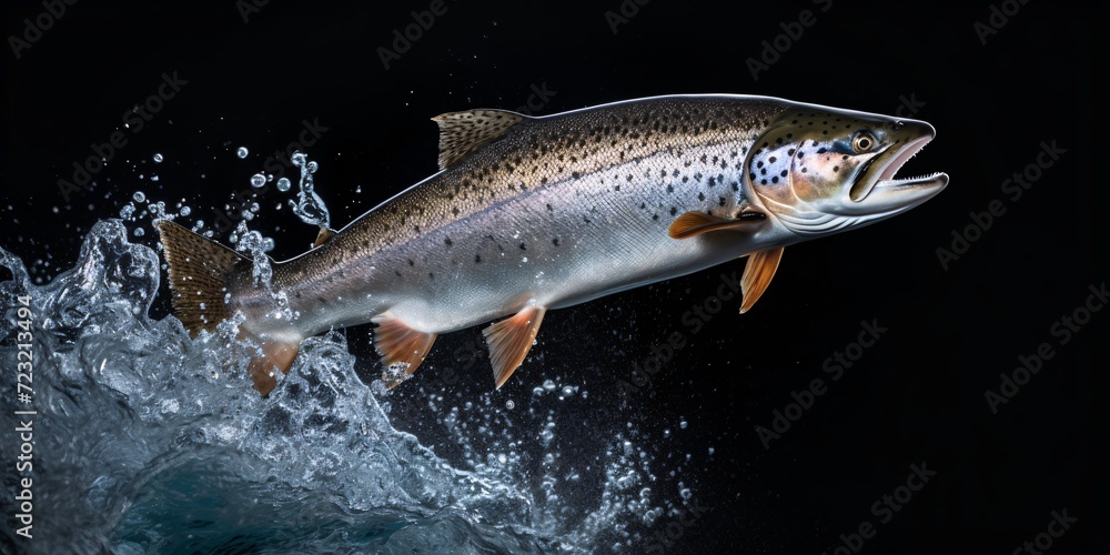 Jumping Atlantic Salmon in isolation. Jumping Atlantic Salmon in isolation.