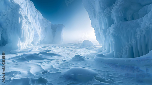 Serene ice canyon under a clear blue sky © Atlas