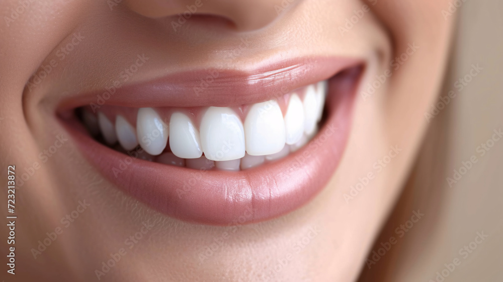 Closeup woman smile with white healthy teeth Closeup woman smile with white healthy teeth