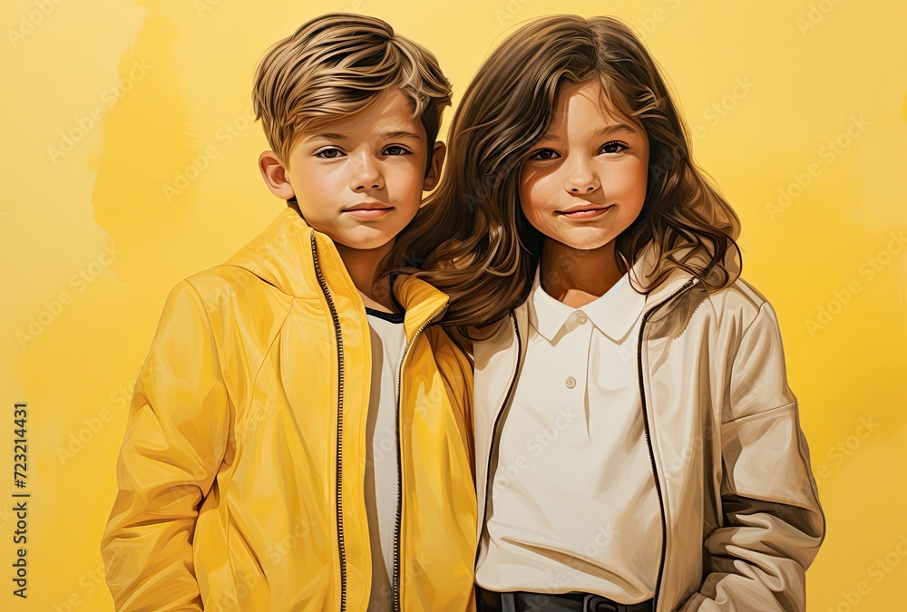 smiling little children, a boy and a girl, radiating joy and happiness. smiling little children, a boy and a girl, radiating joy and happiness.