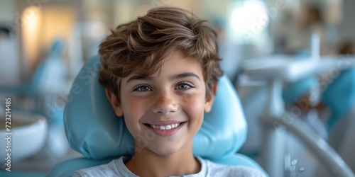 A smiling child sitting in ...