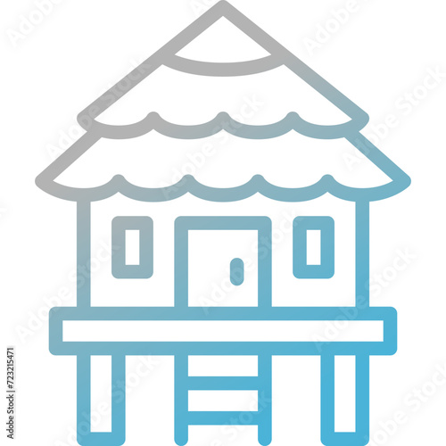 bungalow gradient line icon