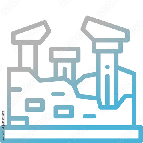 archaeological site gradient line icon