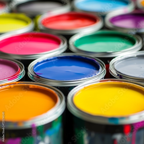 Many Cans of Vibrant Paints