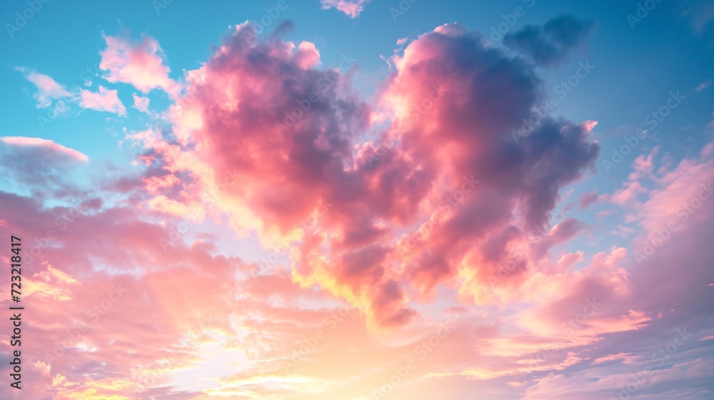 A magical heart formed by pink clouds at sunset, perfect for Valentine's Day, weddings, and other love-filled holidays. A magical heart formed by pink clouds at sunset, perfect for Valentine's Day, weddings, and other love-filled holidays.
