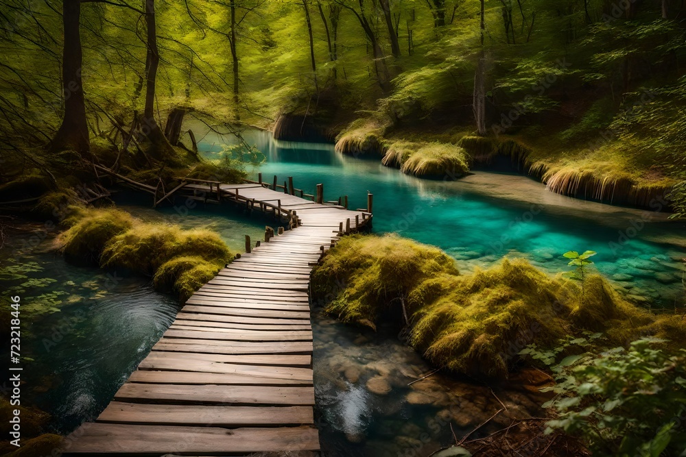 Obraz premium bridge in the forest