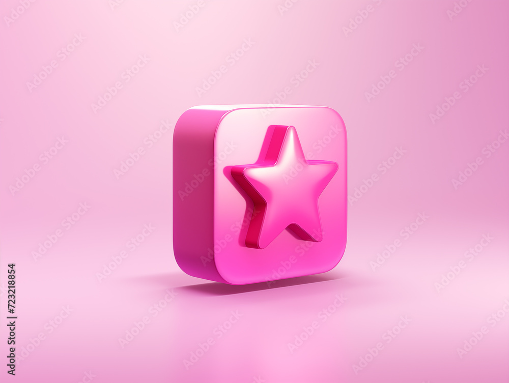 pink icon button with star reflection pink icon button with star reflection