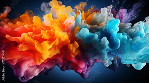 Abstract colorful smoke ink splatter background or Colorful watercolor powder explosion paint splashing texture