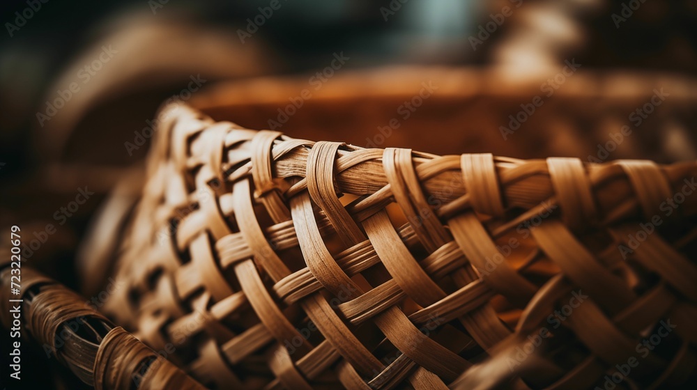Obraz premium Close-up of a meticulously crafted woven basket.
