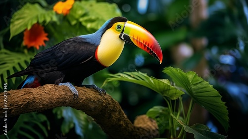 Exotic beauty of a toucan in its natural jungle habitat. © kept