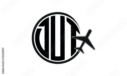 DUT three initial letter circle tour & travel agency logo design vector template. hajj Umrah agency, abstract, wordmark, business, monogram, minimalist, brand, company, flat, tourism agency, tourist