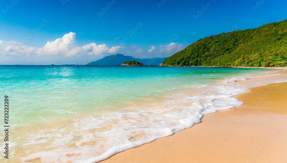 abstract beautiful sandy beaches background with crystal clear waters of the sea and the lagoon