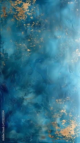 Blue and bronze grunge background, wallpaper.