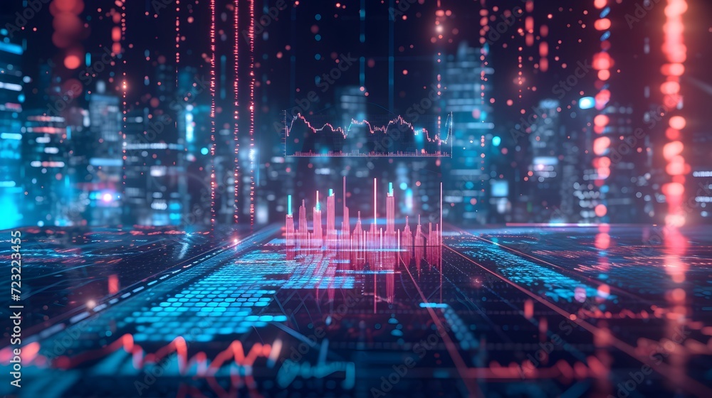 Dynamic Digital Financial Data Visualization in a Futuristic Cyber Environment