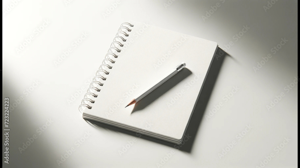 Minimalist White Notebook and Pencil Minimalist White Notebook and Pencil