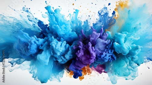 Abstract colorful smoke ink splatter background or Colorful watercolor powder explosion paint splashing texture