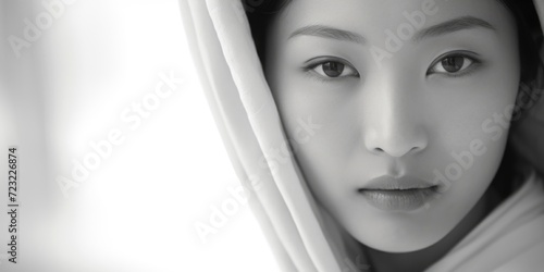 A black and white photo capturing the beauty and elegance of a woman. Suitable for various uses