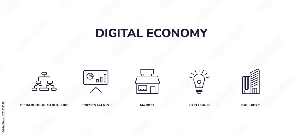 editable outline icons set. thin line icons from digital economy ...