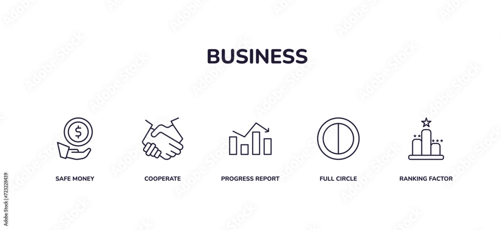 editable outline icons set. thin line icons from business collection ...