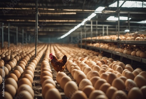 Chicken farm Egg-laying chicken in battery cages Commercial hens poultry farming Layer hens livestoc photo