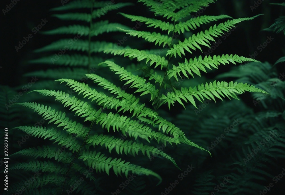 Fern leaves on dark background in jungle Dense dark green fern leaves in garden at night Nature abst Fern leaves on dark background in jungle Dense dark green fern leaves in garden at night Nature abst